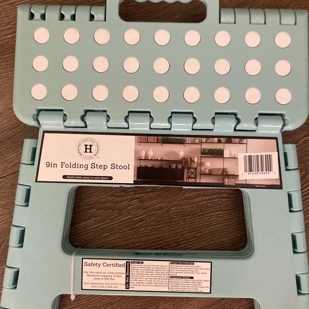 Heritage Teal and White Folding Step Stool